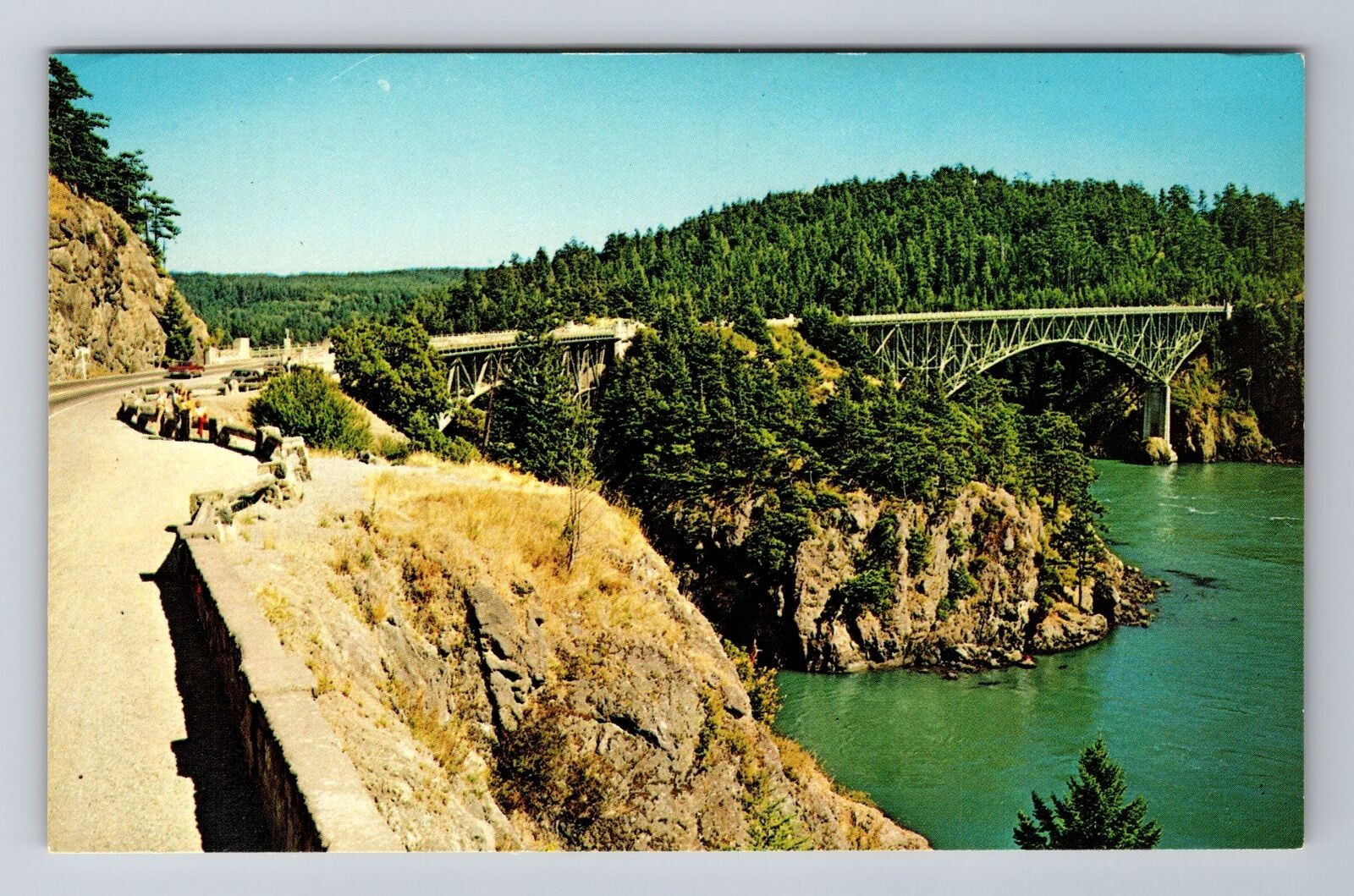 Deception Pass WA-Washington, Canoe Bridges, Puget Sound, Vintage Postcard