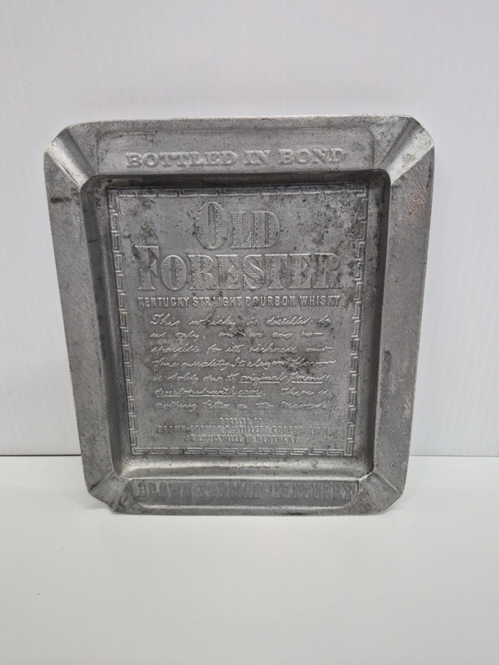 Cast Aluminum Old Forester KY Bourbon Whiskey Embossed Brown Forman Ash Tray