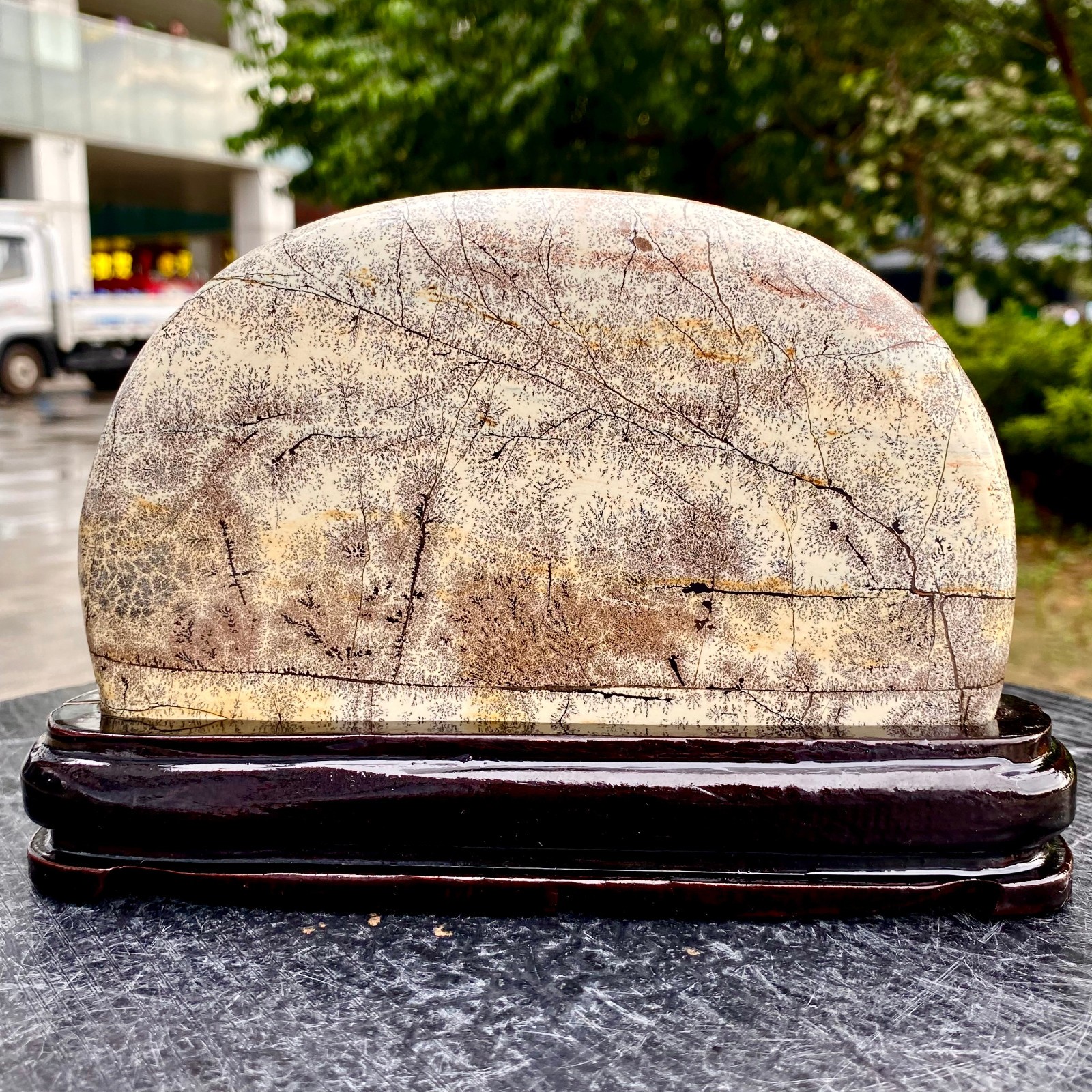 2.25LB Natural Chinese tree shaped limestone image, stone made rural ornaments