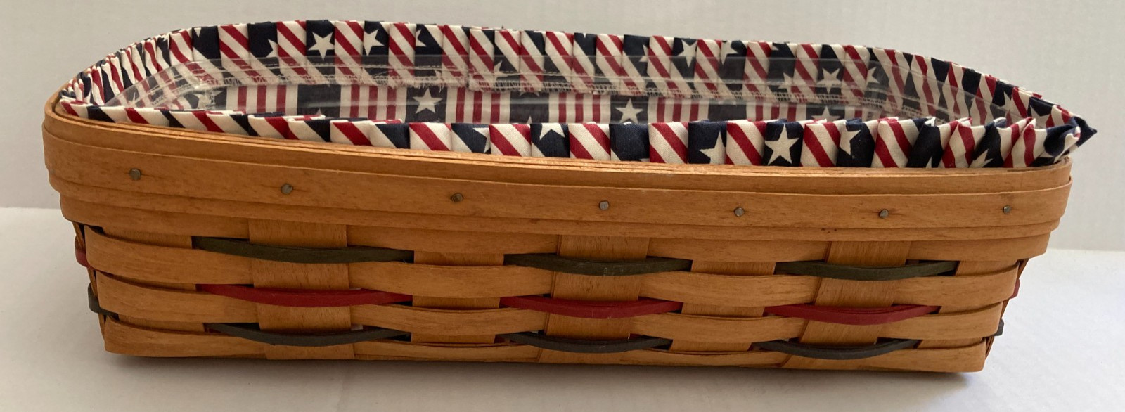 Vintage Longberger Bread Basket w/ Patriotic Liner and Protector, 1993 Vintage Longberger Bread Basket w/ Patriotic Liner and Protector, 1993
