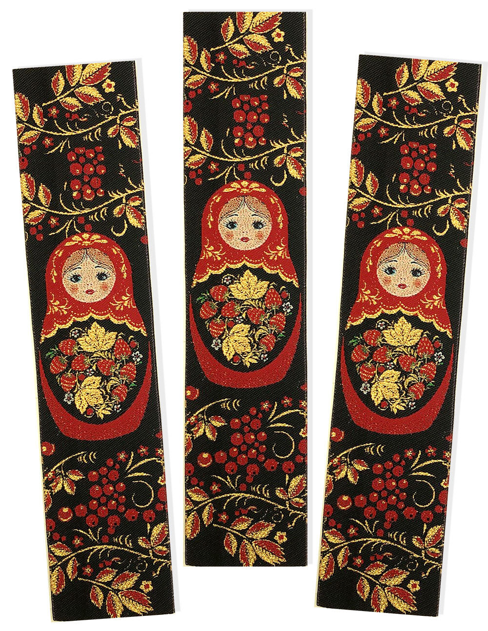 Set of 3 Matryoshka Khokloma Design Book Markers Tapestry Textile Art 9 1/8\
