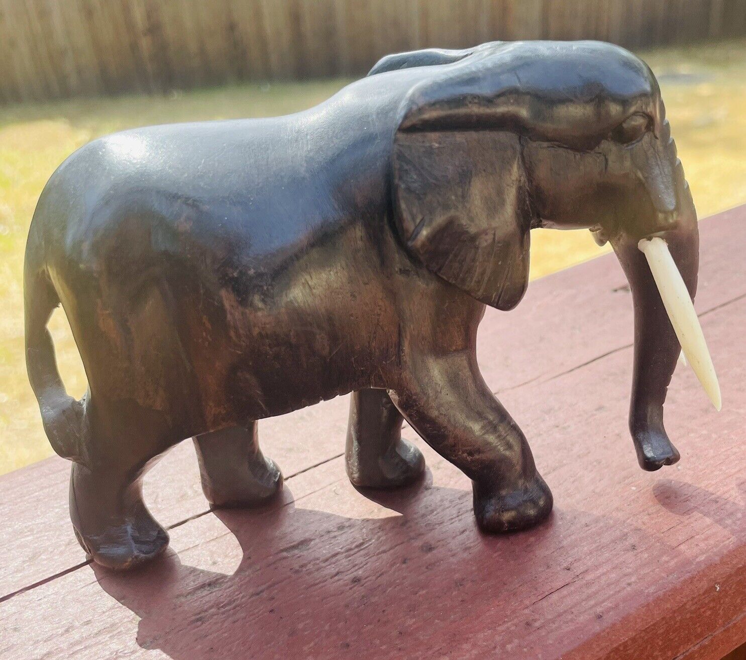 Wood Carved Elephant Figurine 4\