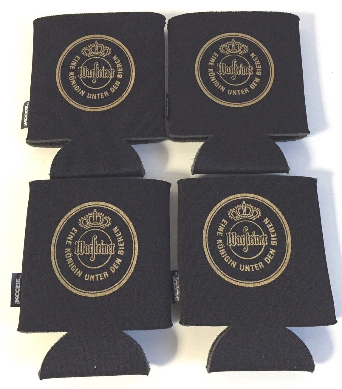 Warsteiner Bottle Can Koozie Dual Logos Fold Flat - Set of Four (4) - New & F/S