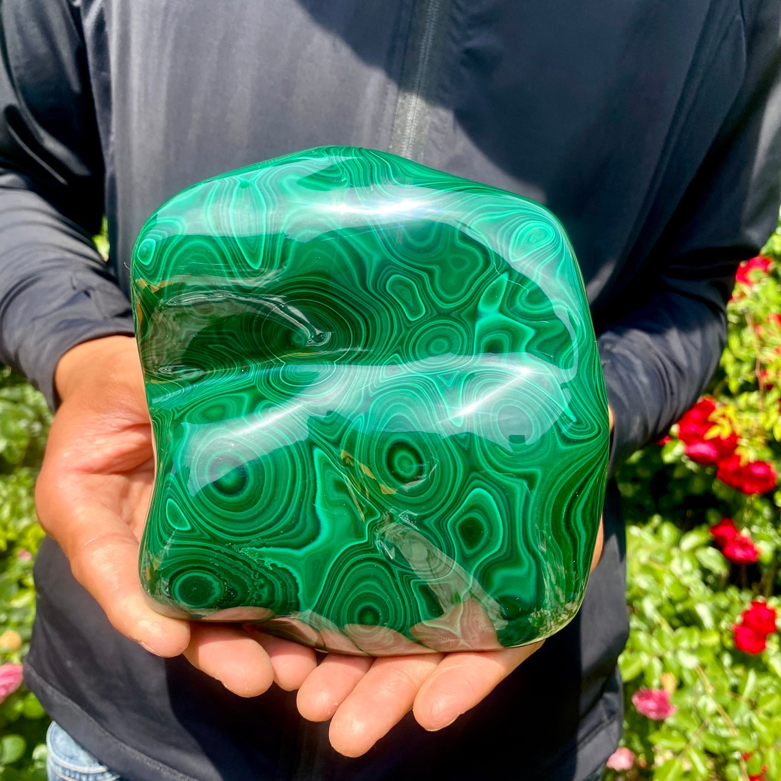 4.1LB   Natural glossy Malachite egg transparent cluster rough mineral sample