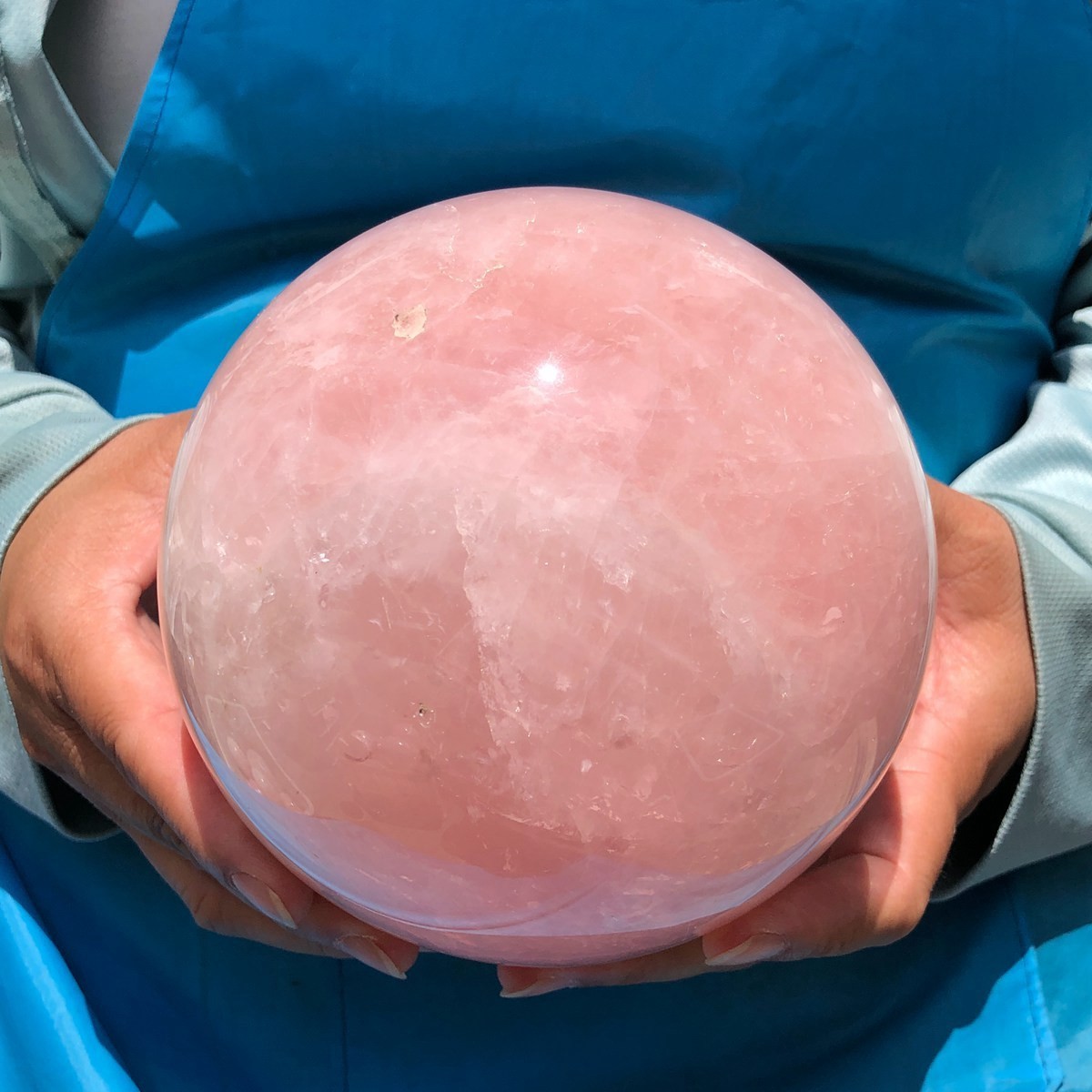 7.37LB Natural pink crystal ball Mineral Quartz Reiki healing