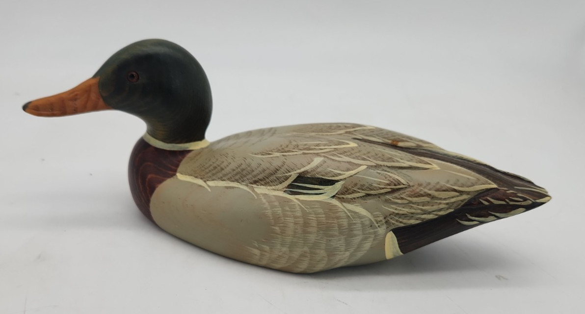 Duck Decoy Big Sky Carvers Montana USA Wood Duck Signed Mallard 9.5