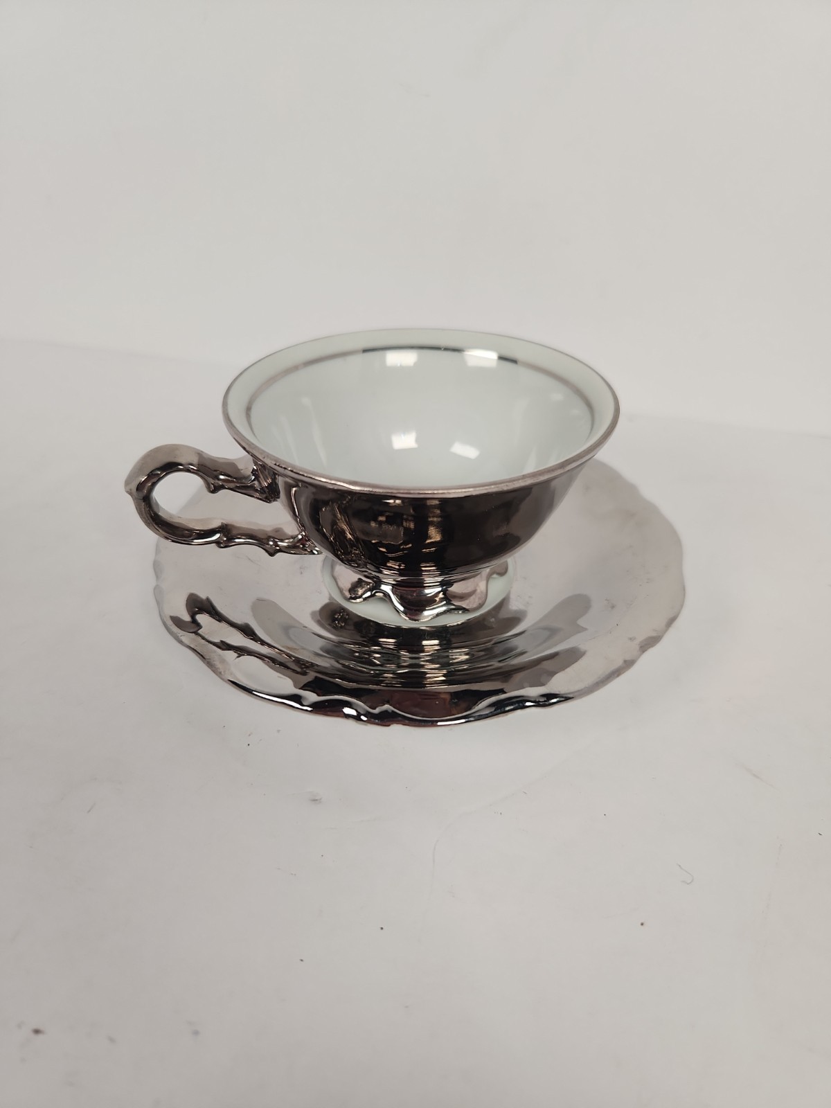 Vintage Winterling Bavaria Germany Silver Luster Porcelain Teacup Saucer Set