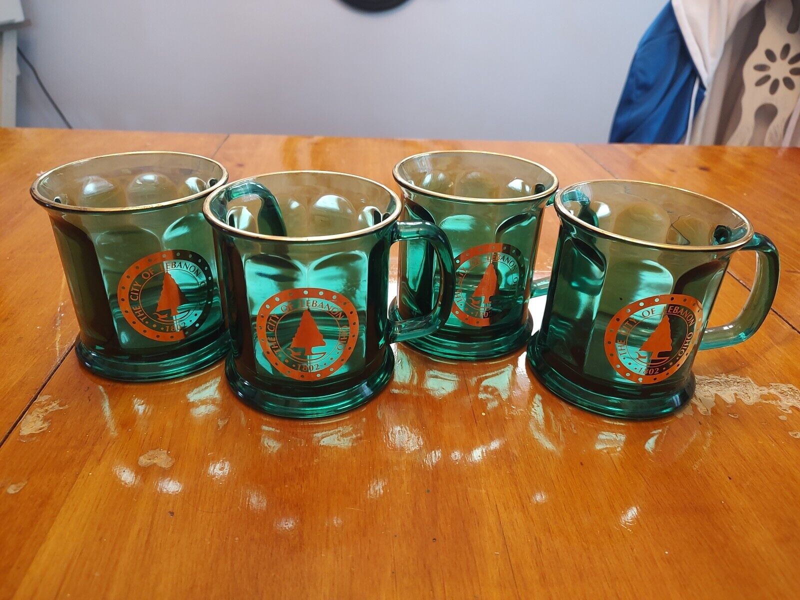 Vintage culver green glasses Coffee Mug/Cup Set Of 4 Made In USA Lebanon OH