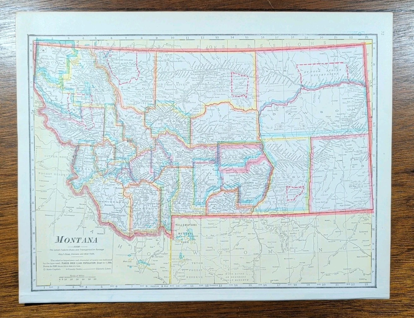 Vintage 1911 MONTANA Map 15\
