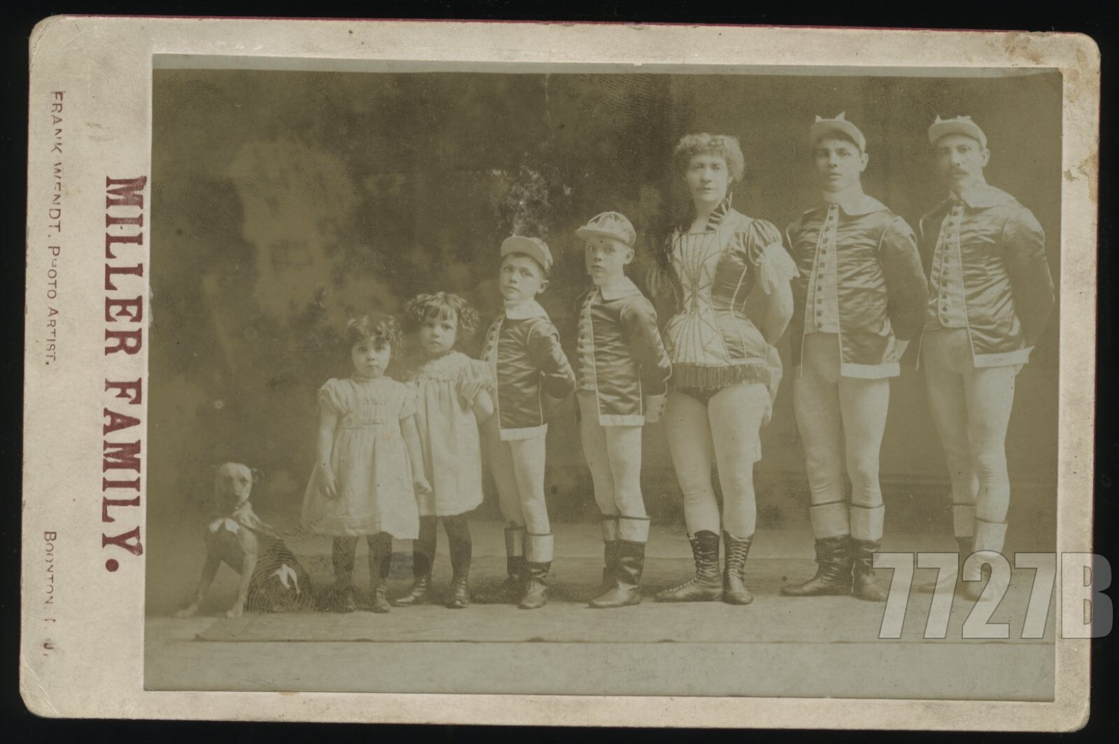 Miller Family & Dog Acrobat Cyclists Sideshow & Circus Cabinet Card Photo Rare