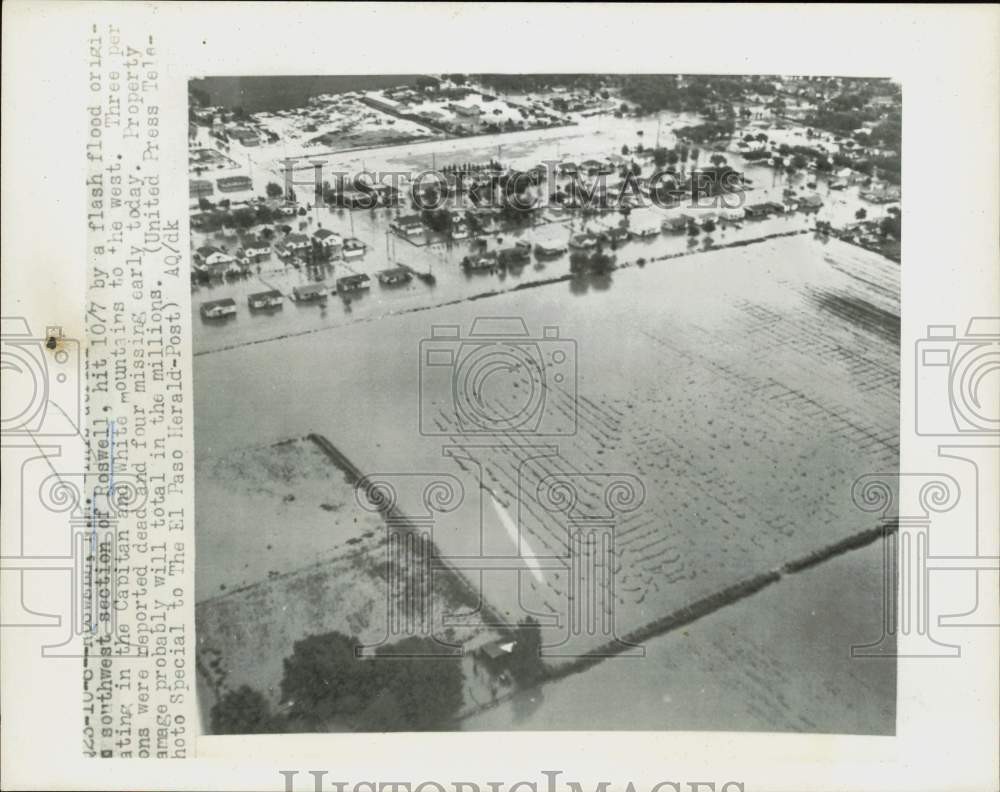 1954 Press Photo Aerial view of flooded southwest section of Roswell, New Mexico