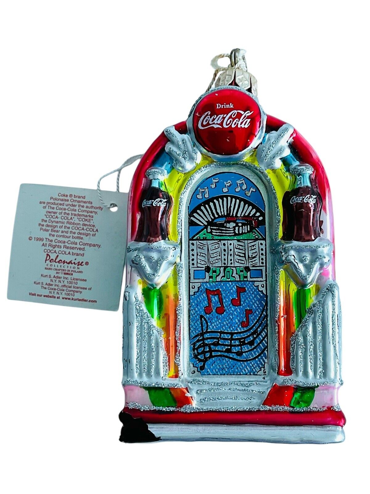 Cocal Cola Jukebox Kurt Adler Collection POLONAISE Glass Ornaments 1999 NWT