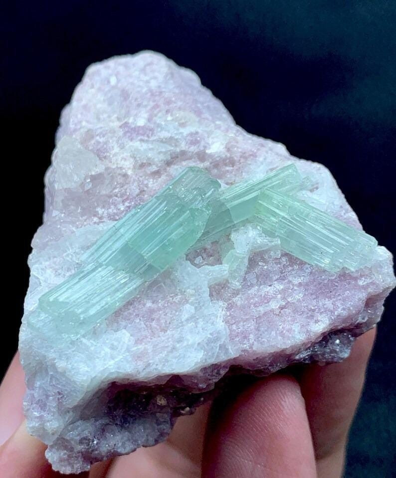 Natural Purple tourmaline With Lepidolite Crystal Specimen- Raw Beryl Stone-75g