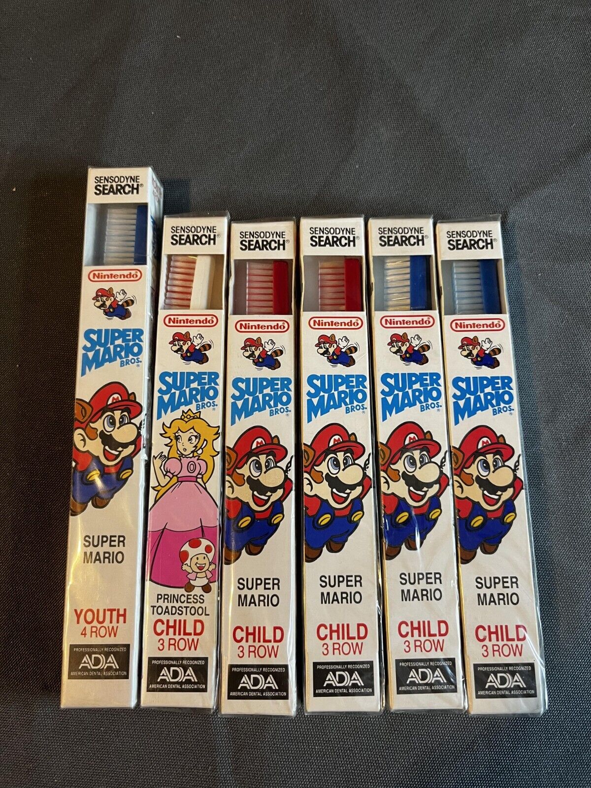 Lot Of 6 Sensodyne Search Nintendo Super Mario Bros Child 3 Row Toothbrush 1991