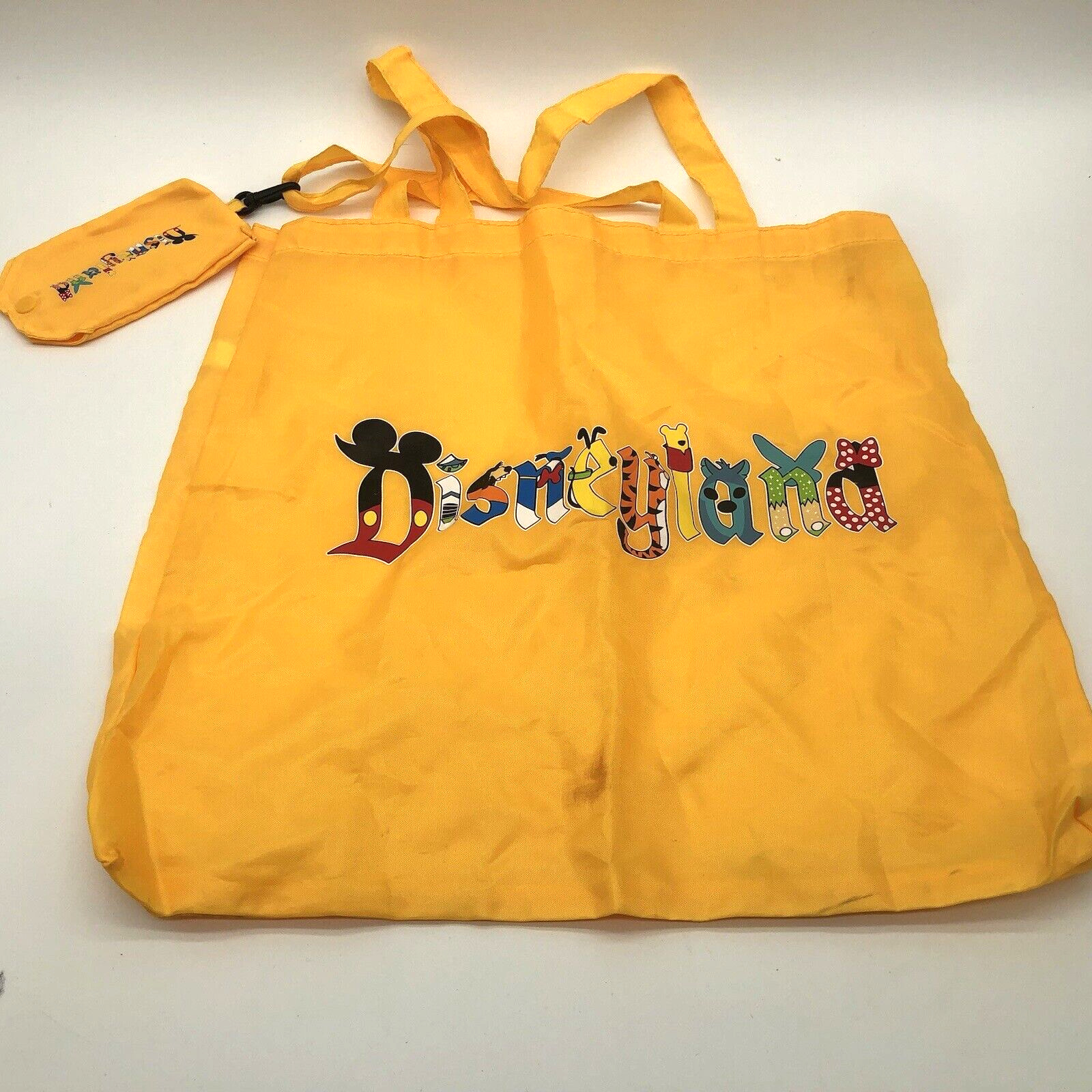 EUC Disneyland Resort Tote Shoulder Bag Yellow Graphic Packable