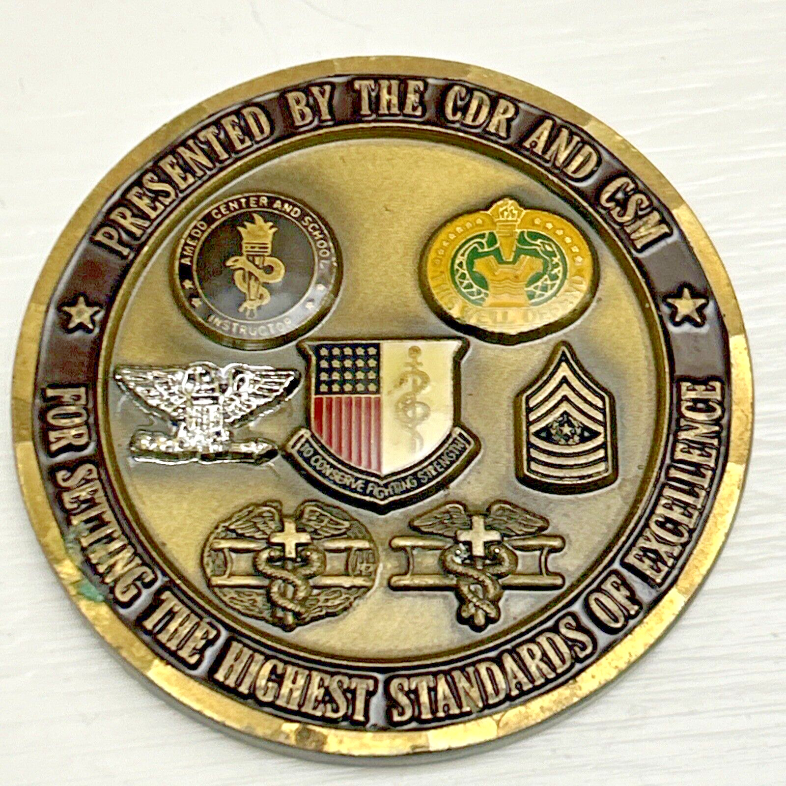 Center BRIGADE Fort Sam Houston Texas CDR CSM HIGHEST STANDARDS Challenge Coin