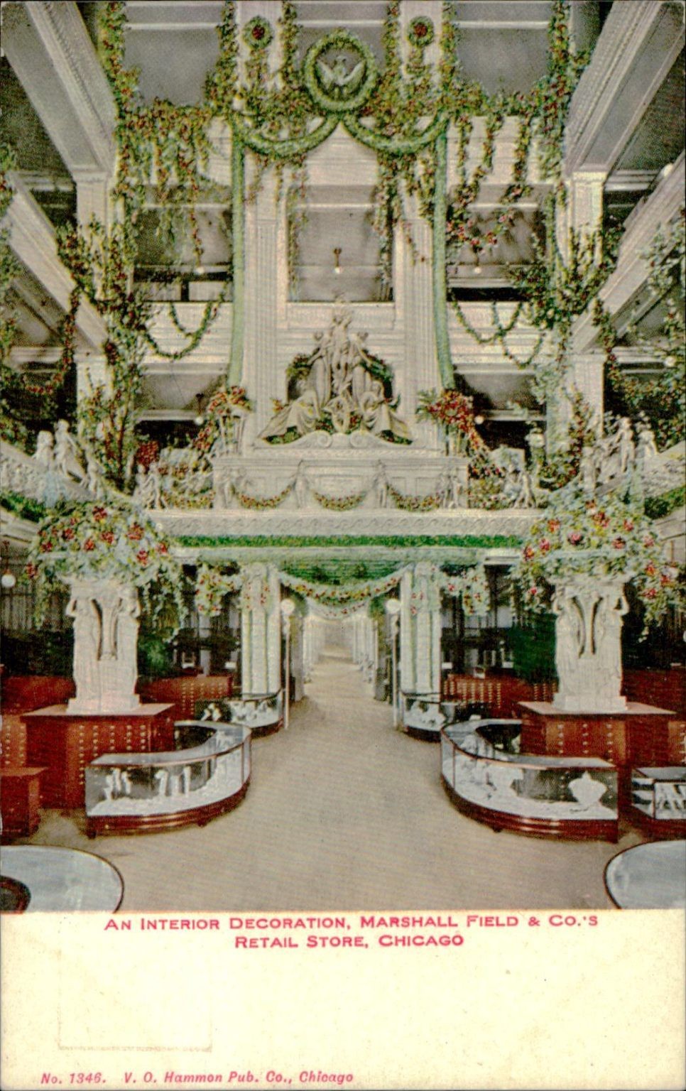 Antique Marshall Field & Co. Chicago Interior Postcard by V.O. Hammon