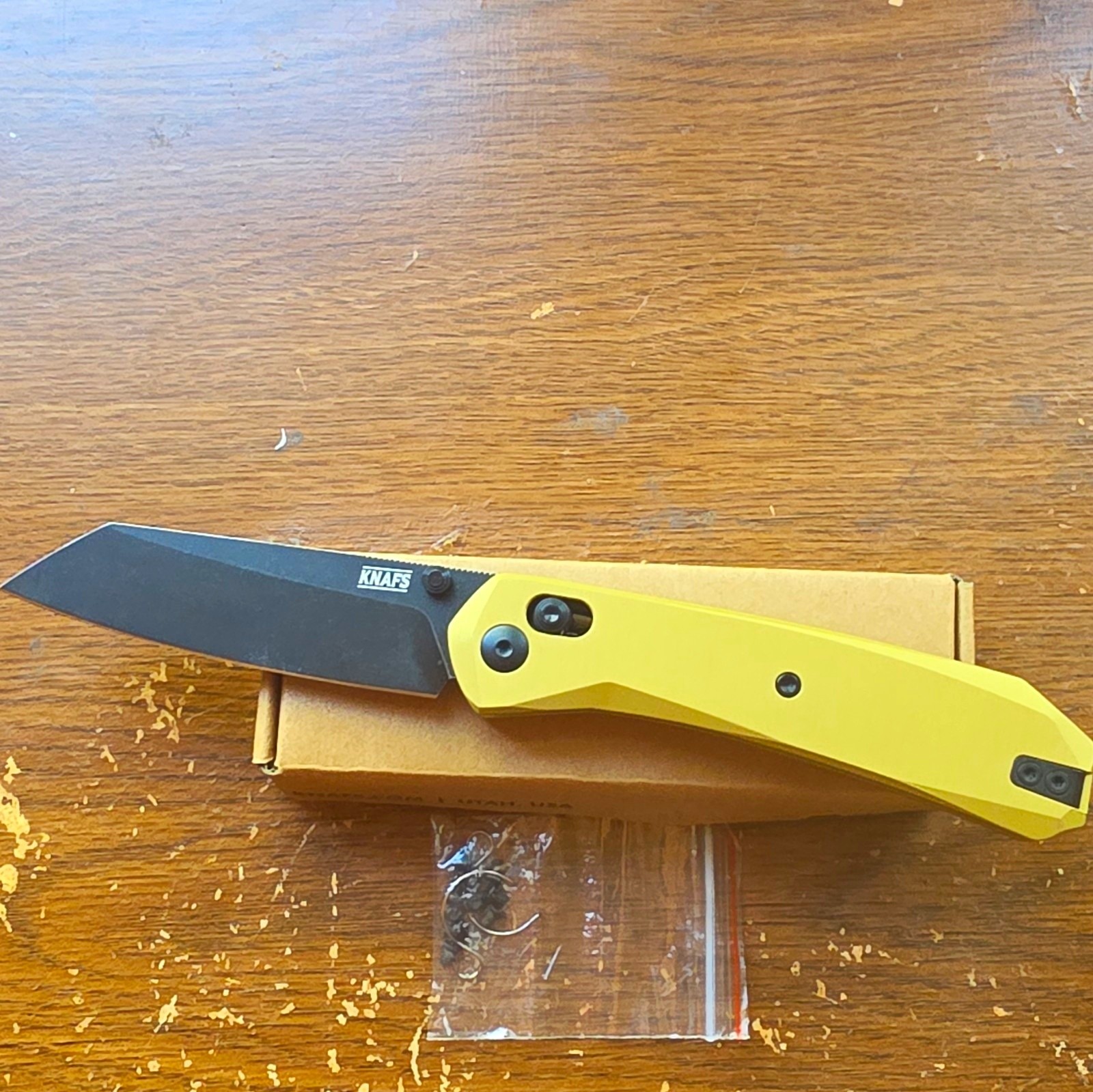 KNAFS Lander 2 Gold Aluminum Black Stonewash Elmax Tanto Plain Bar Lock