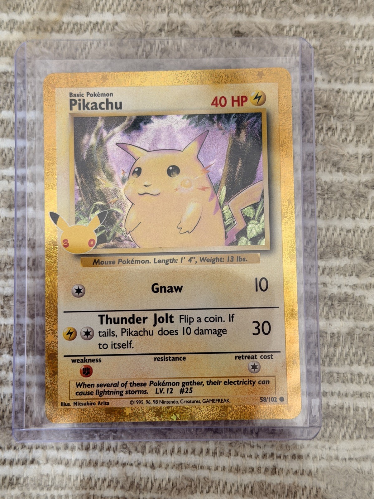Pikachu 58/102 Holo Rare English Pokémon 30th Anniversary Gold Border Pikachu 58/102 Holo Rare English Pokémon 30th Anniversary Gold Border