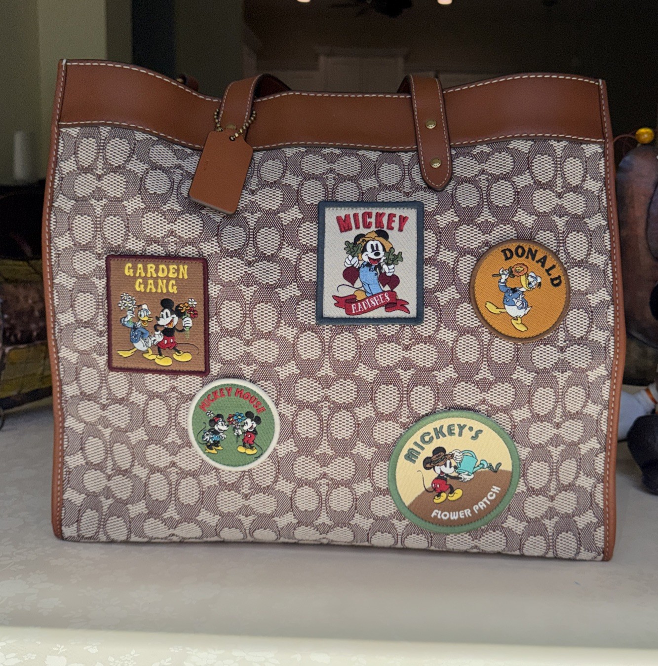 Coach Disney  100th Anniversary Field  Tote Mickey Mouse Donald Duck Brown Bag