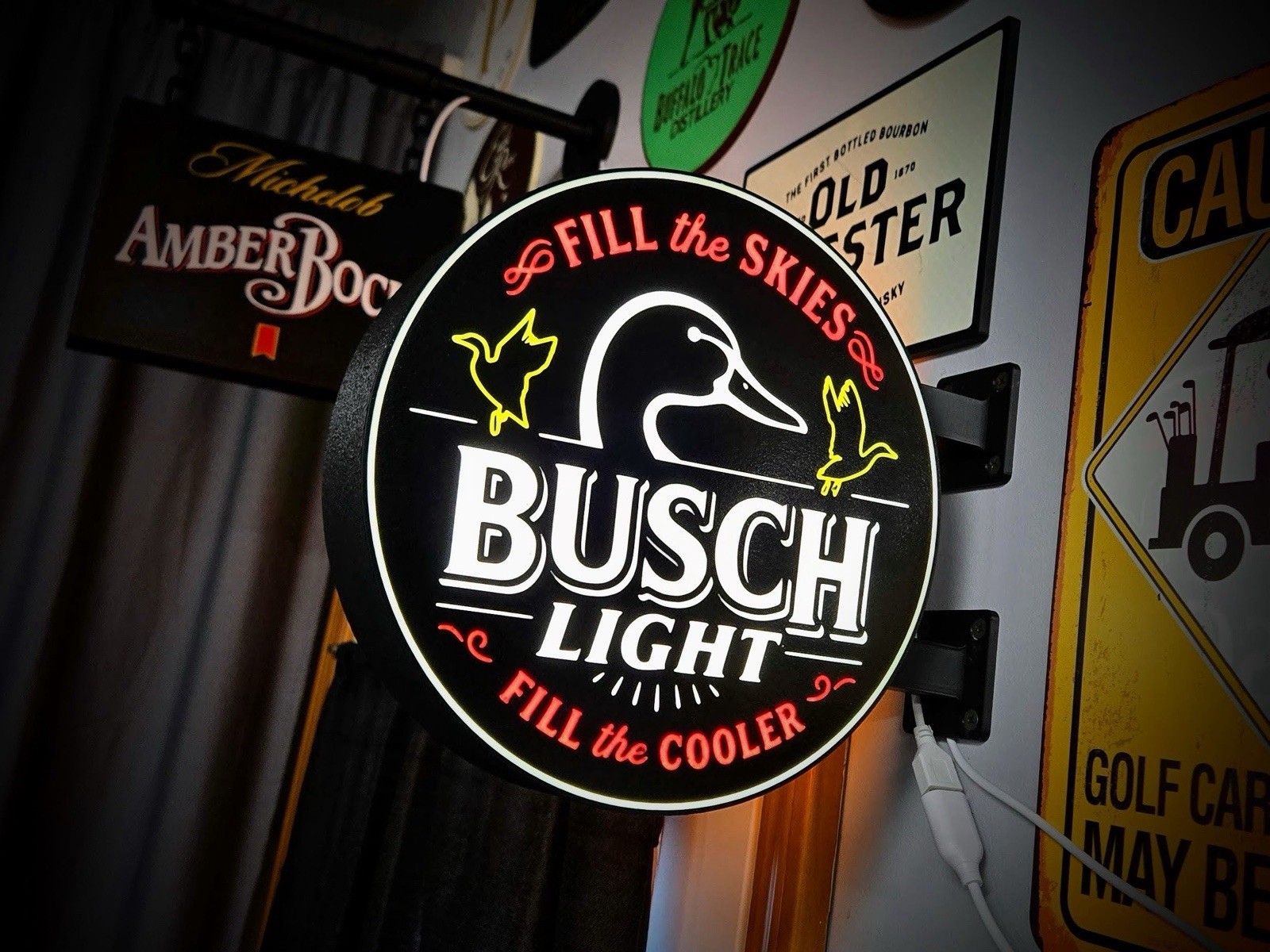 Busch Lite Ducks Unlimited 13”  Pub Style Dual Side Light Up LED Sign Bar Garage
