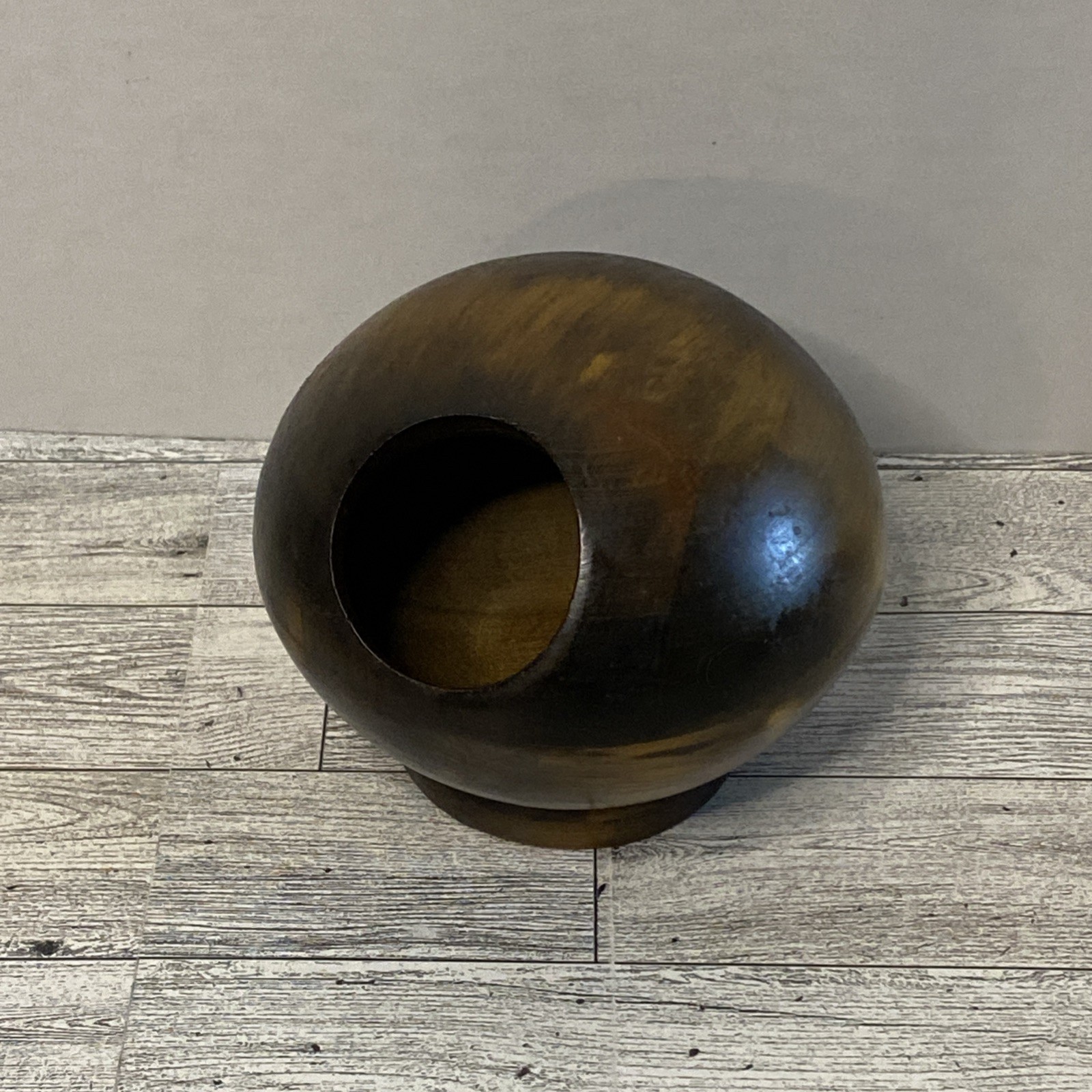 VTG Mid Century Modern Wooden Salt Cellar Nut Container Atomic Globe Ball MCM