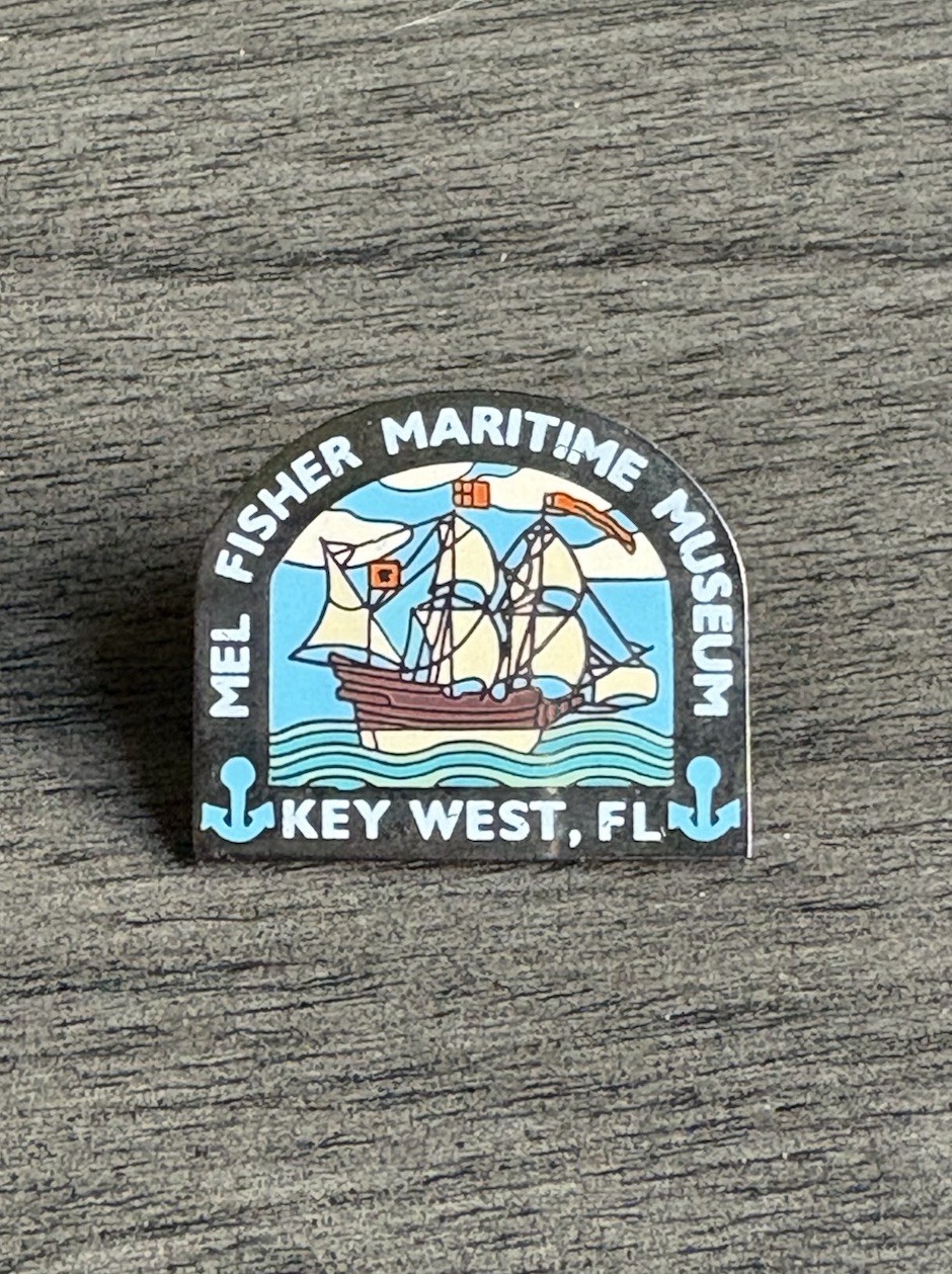 Vintage Mel Fisher Maritime Museum Key West FL Enamel Lapel Pin Sailing Ship