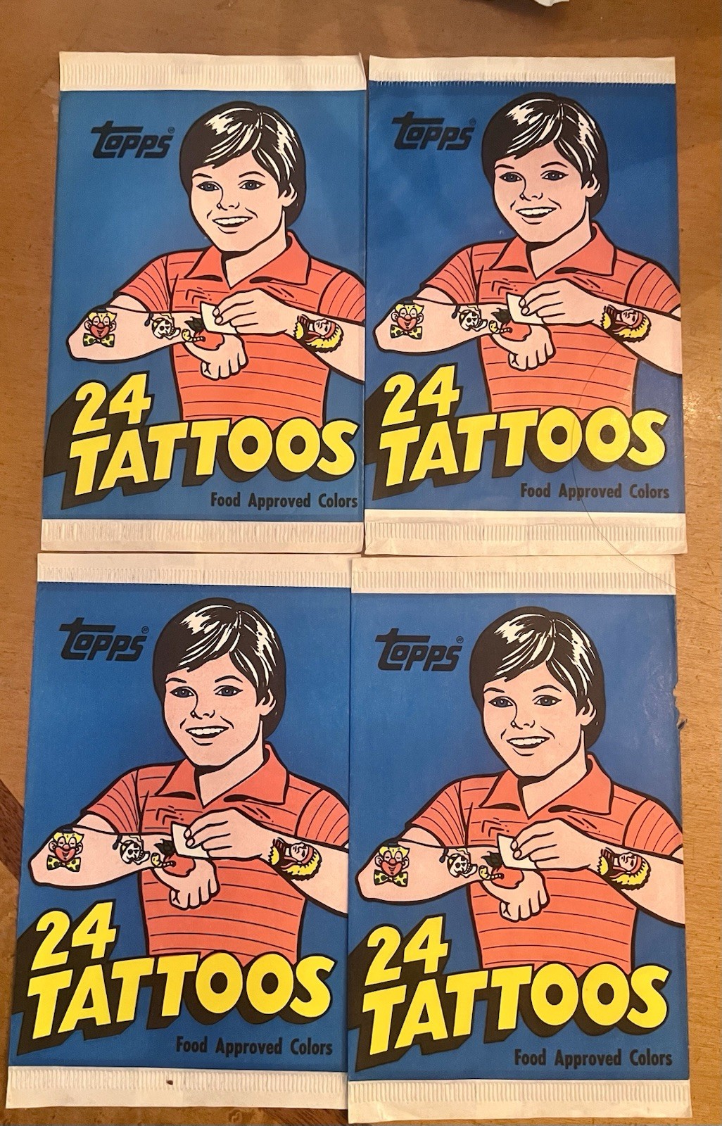 Lot of 4 Packs Vintage 1981 Topps 24 Tattoos Per Pack ALL SEALED UNOPENED