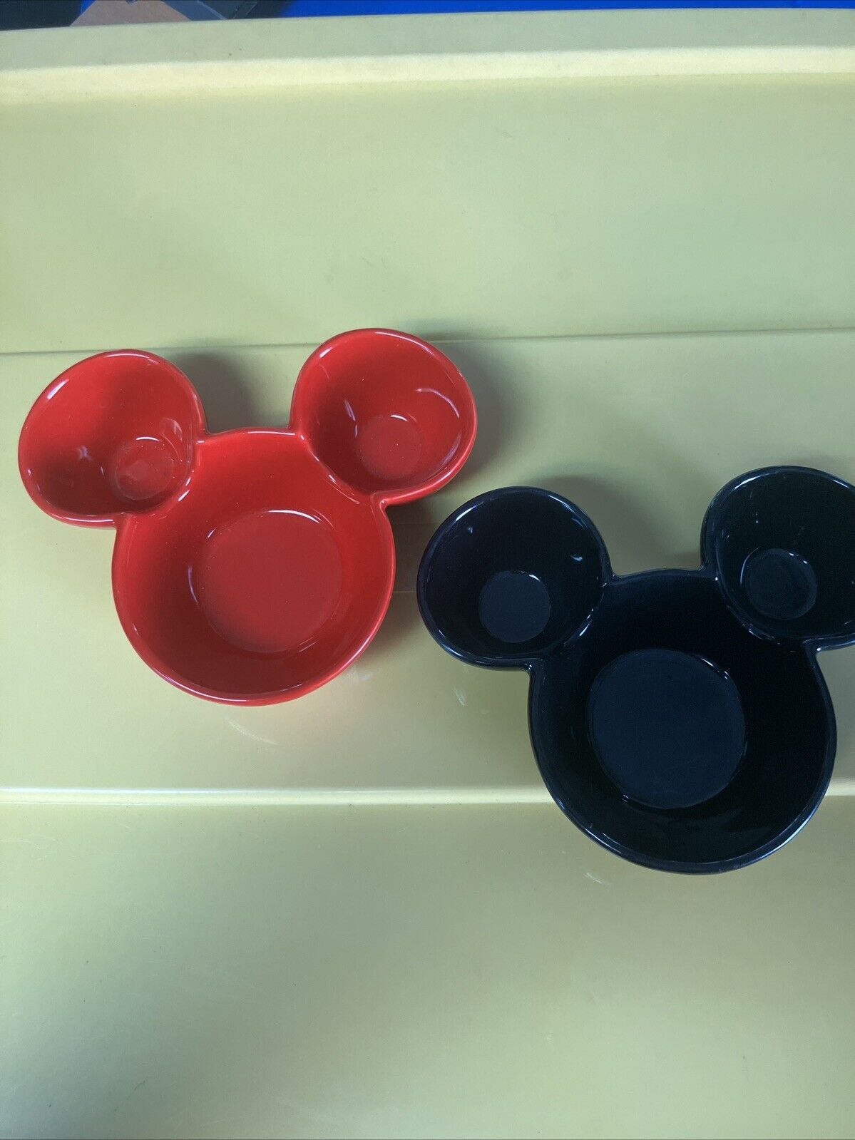 Amazing Disney Store Rare Set Of 2 Mickey Mouse Ear Shaped  Ears Snack Bowl Set