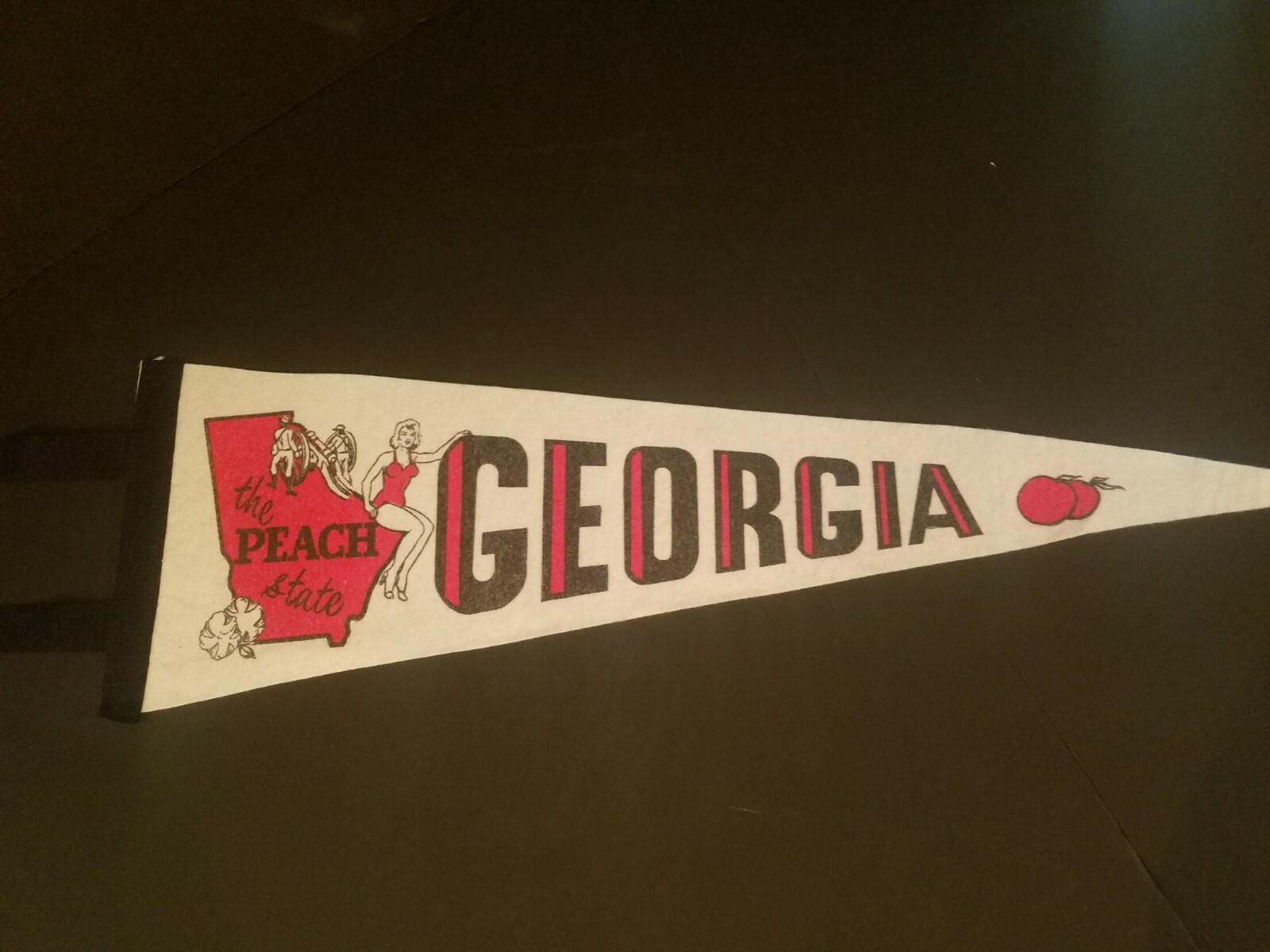 Vintage Rare Georgia The Peach State Felt Pennant