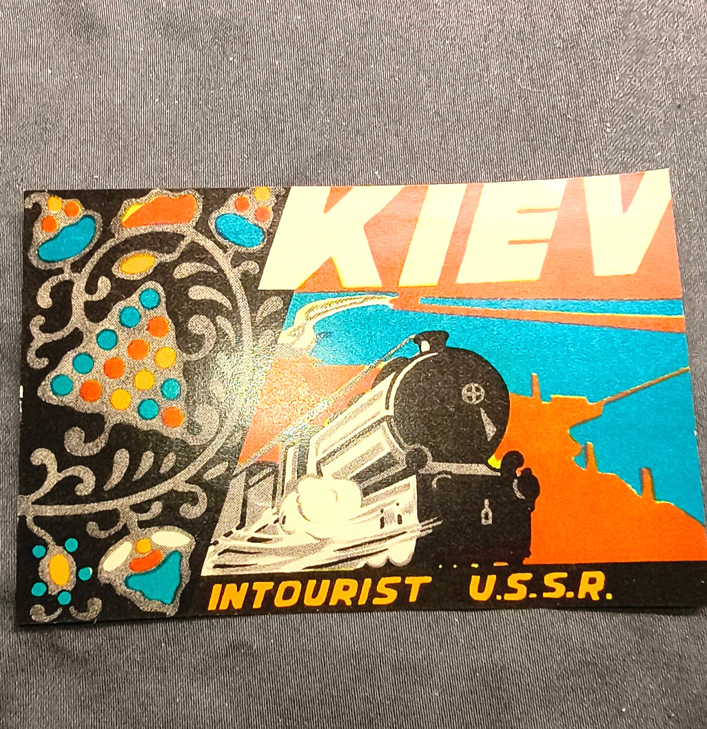 Rare Vintage INTOURIST USSR Soviet Travel Luggage Label c1930s Art Deco Railroad