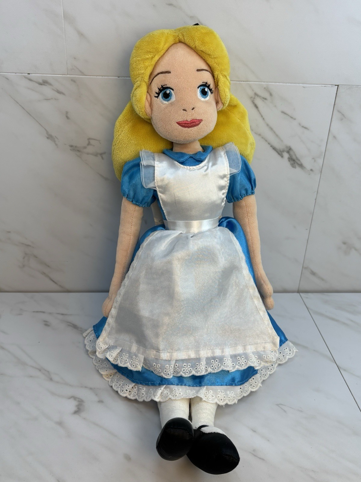 Disney Store Alice in Wonderland 20” Plush Doll Stuffed Toy In Blue Dress EXC