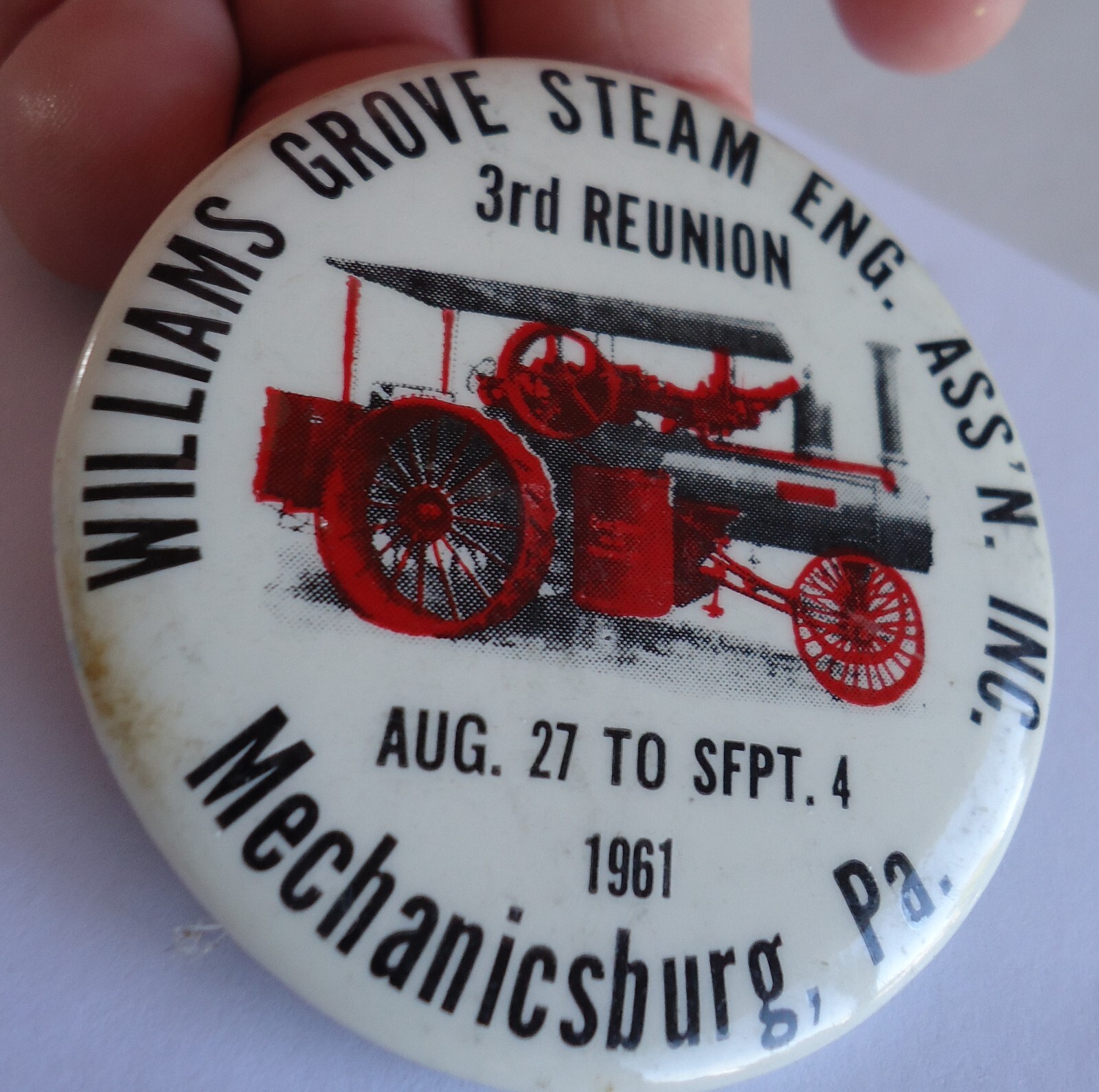 Vintage William\'s Grove Park Steam Engine Eng. Ass\'n 3rd Reunion 1961 RARE Pin