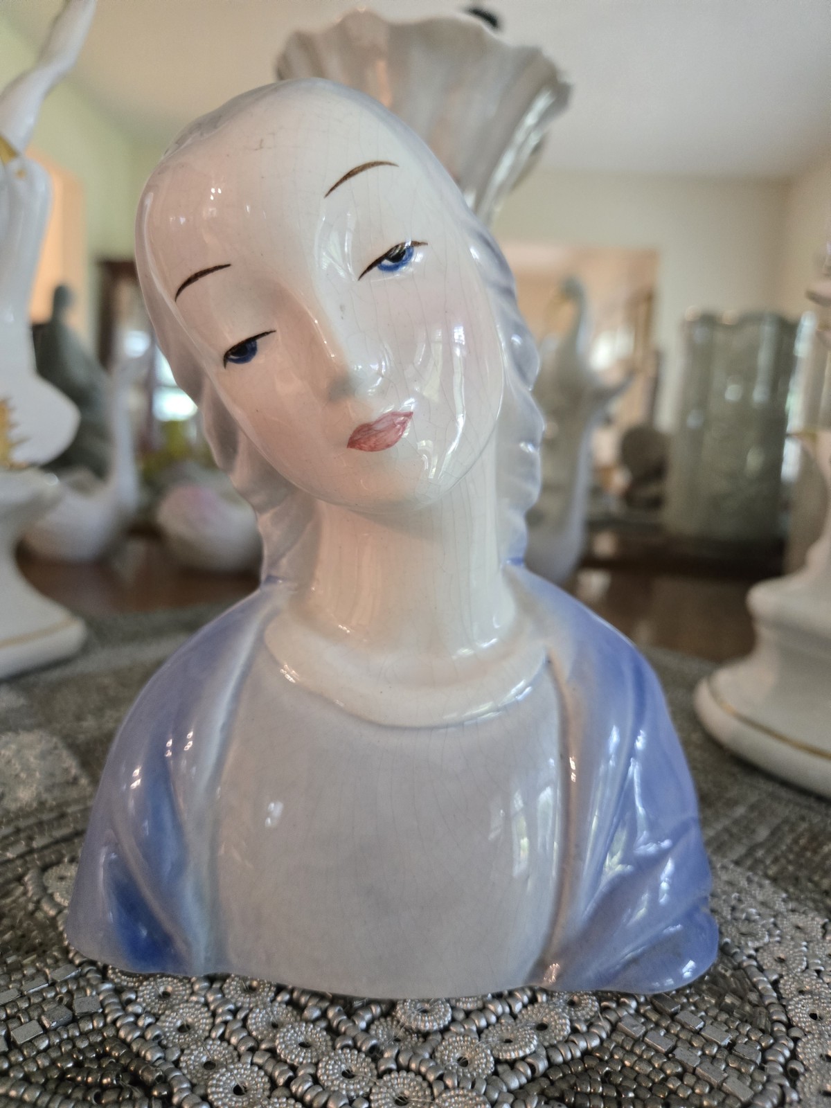 Vintage Goldscheider Porcelain Bust of Virgin Mary Madonna 6\