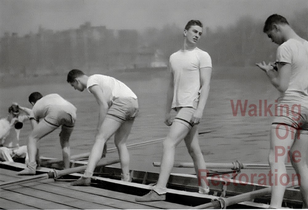 Male Crew Team Scullers on the dock 4x6, 1950s gay man\'s estate