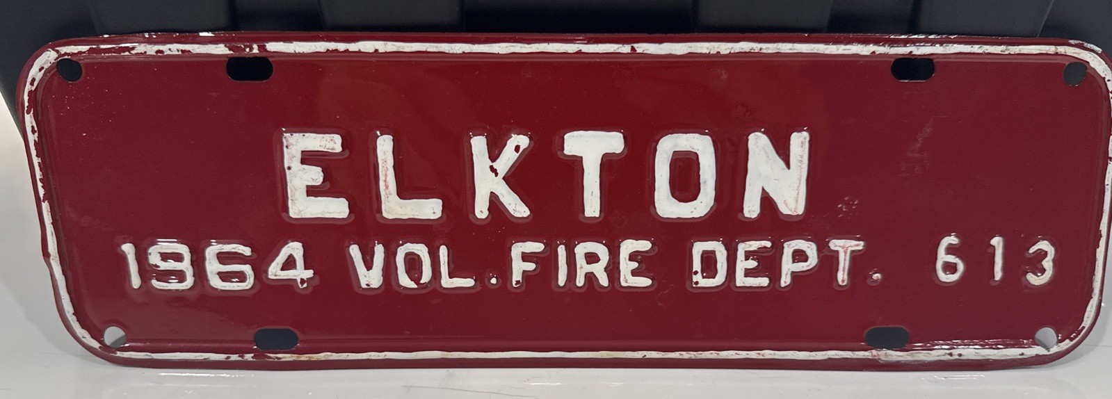 Vtg Exp Virginia License Plate Tax Topper Elkton 1964 Fire Department Tag Sign