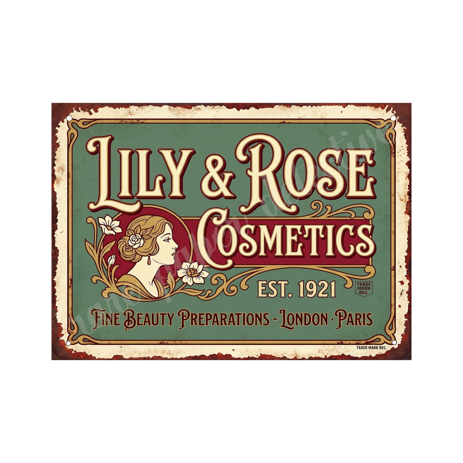 Vintage Advertising Sign Print Lily & Rose Cosmetics Retro 1940s, 5\