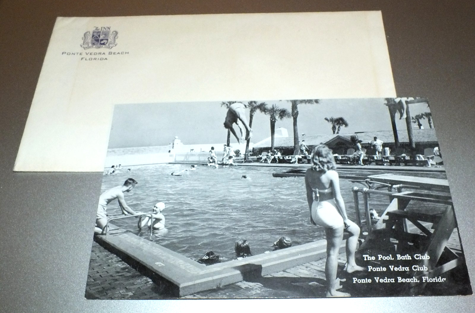 Vintage PONTE VEDRA BEACH CLUB Florida THE INN post card & envelope unused