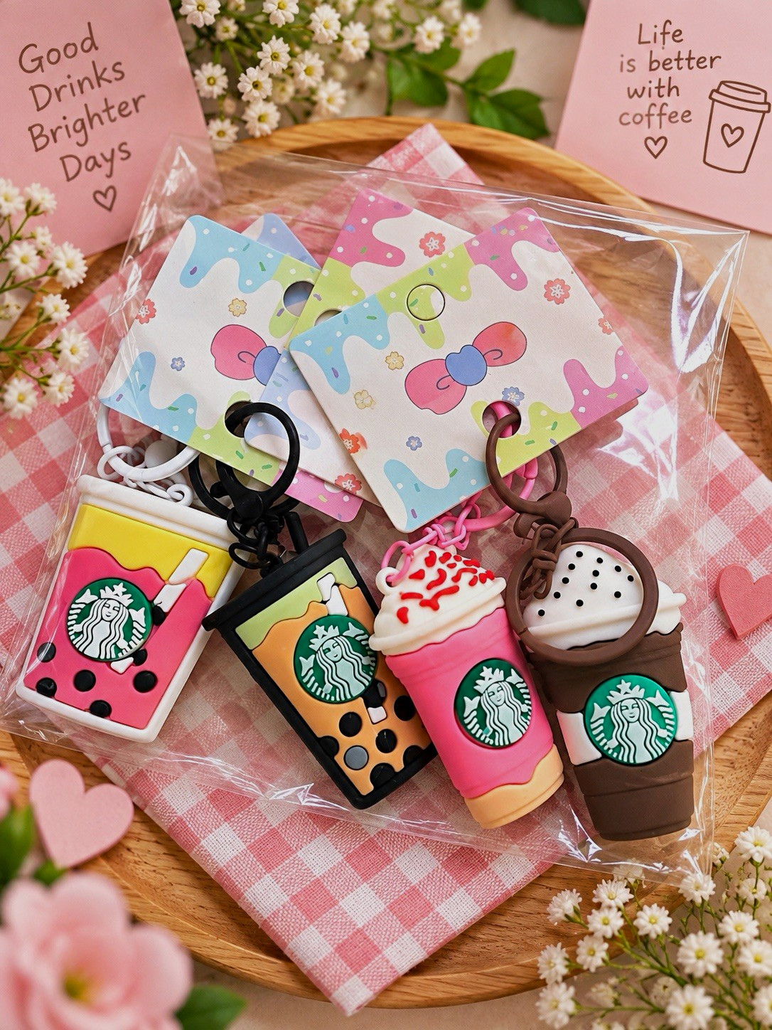 Starbucks Drink Keychain Set Multicolor Frappuccino Latte  set of 4