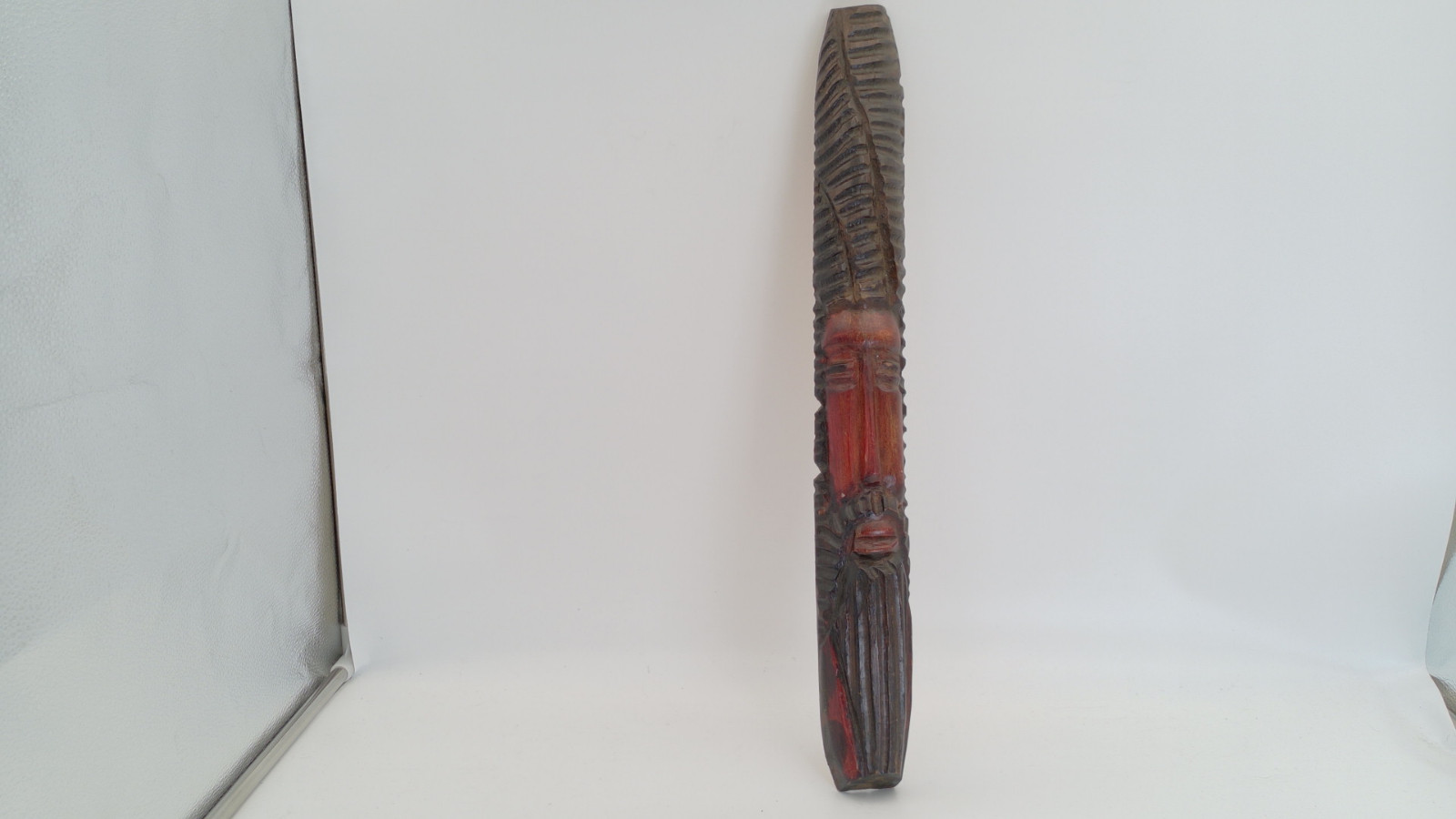 Vintage Hand Carved Wood Jamaican Long Face Wall Mask Folk Art Tribal Decor