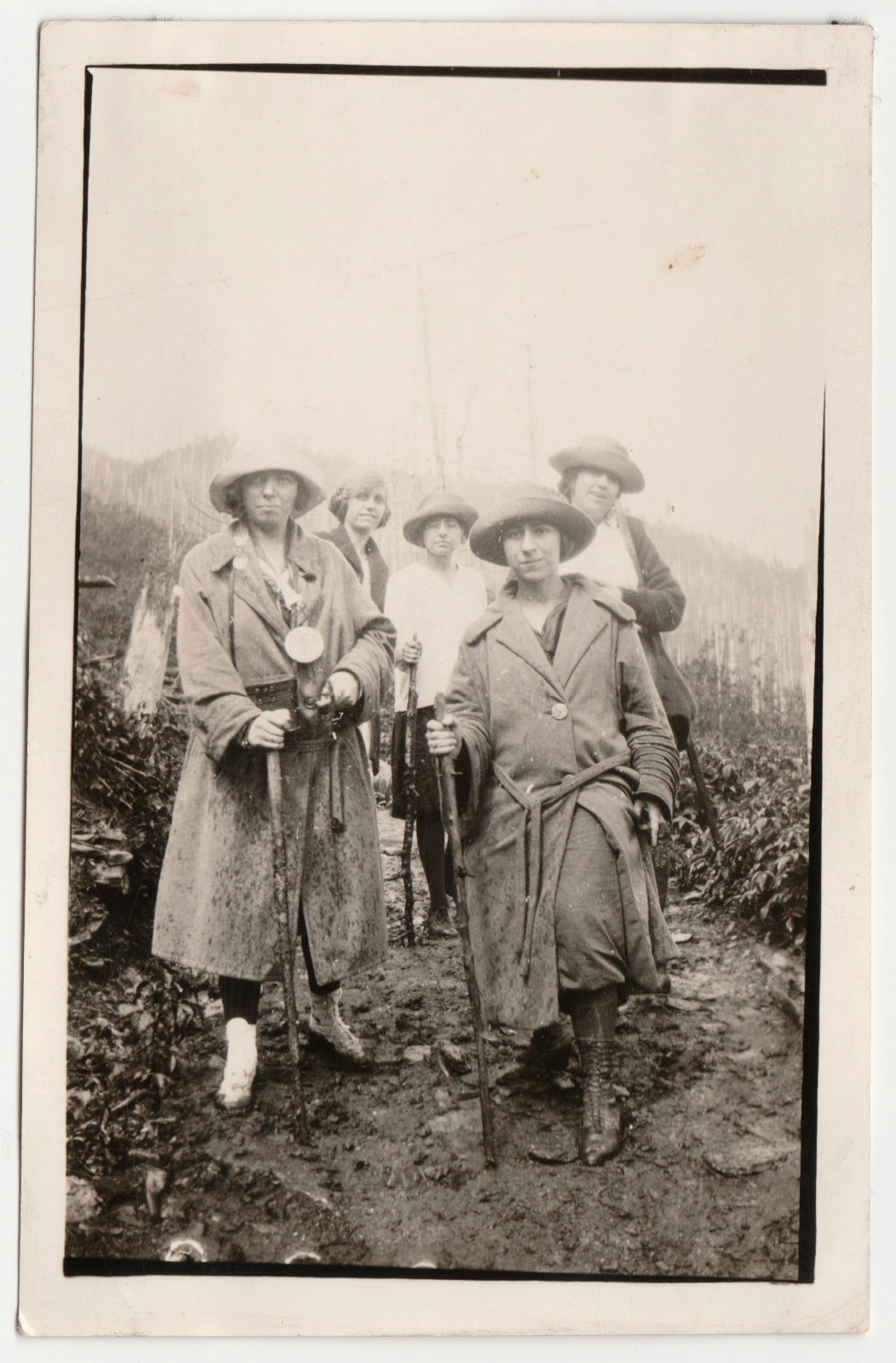 1923 Women Hikers Mount Mitchell NC Photo July 4 Walking Sticks