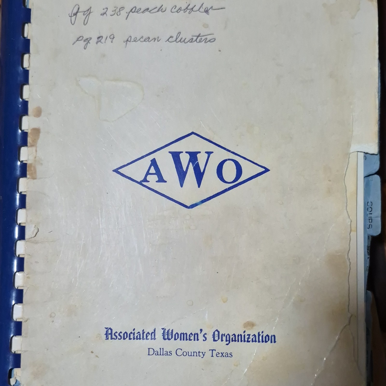 Associated Women’s Organization AWO Dallas County TX Spiral Cookbook May 1959