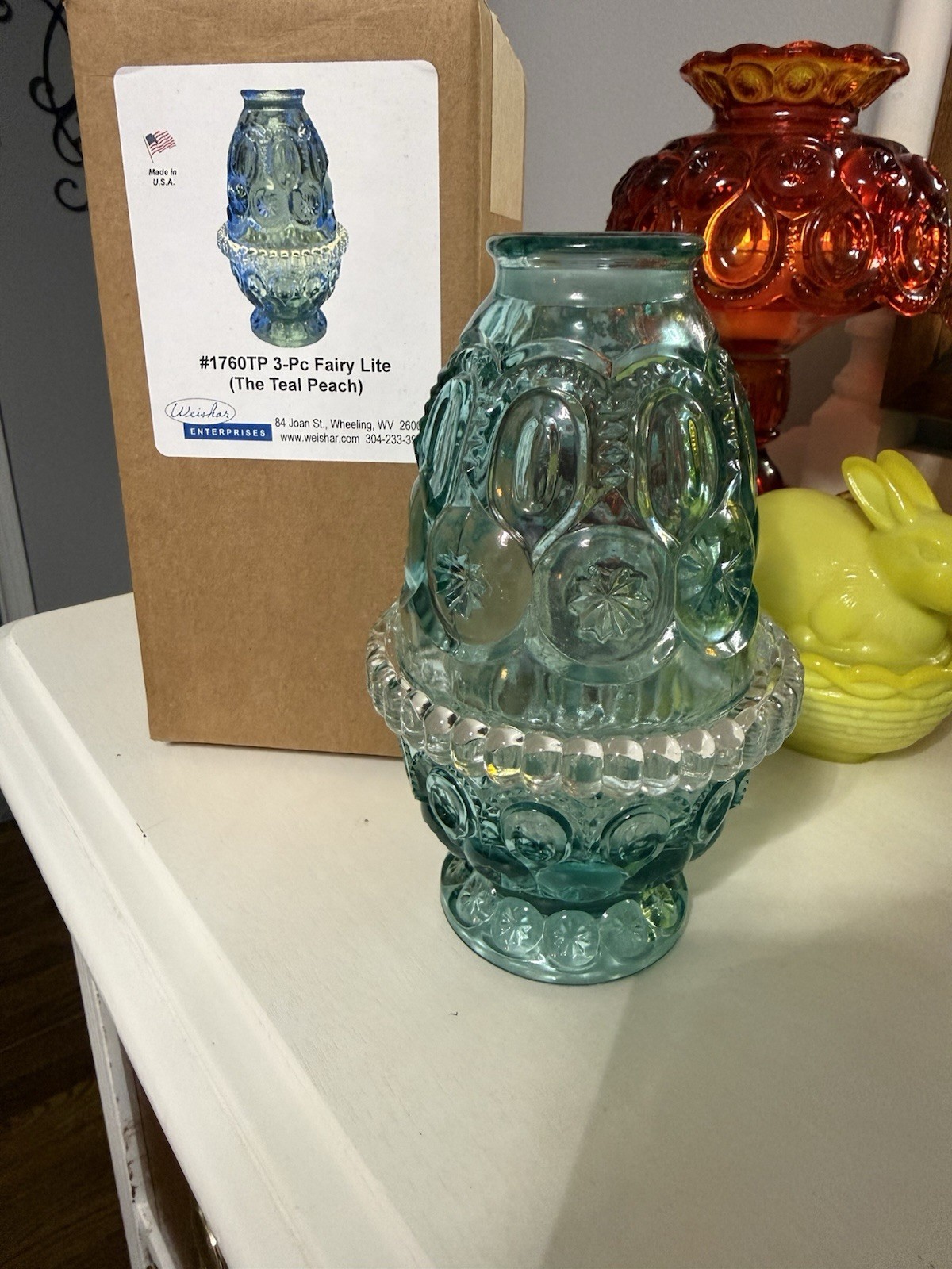 Weishar 3 Piece Moon And Star Beehive Fairy Lamp In Teal Peach - Glows