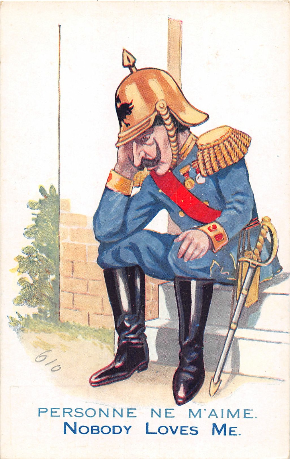 G71/ Kaiser Wilhelm Postcard Anti-Germany WWI c1918 Comic No Love 10