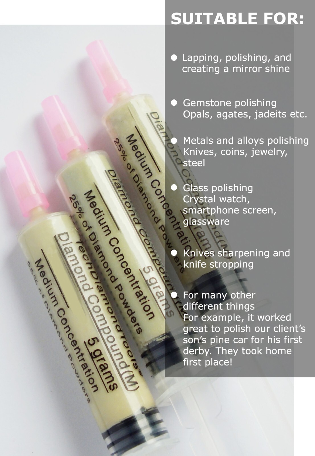 Diamond Paste Polishing Kit 3x5 gr 25% Concentration 4.000, 50.000, 200.000 Grit