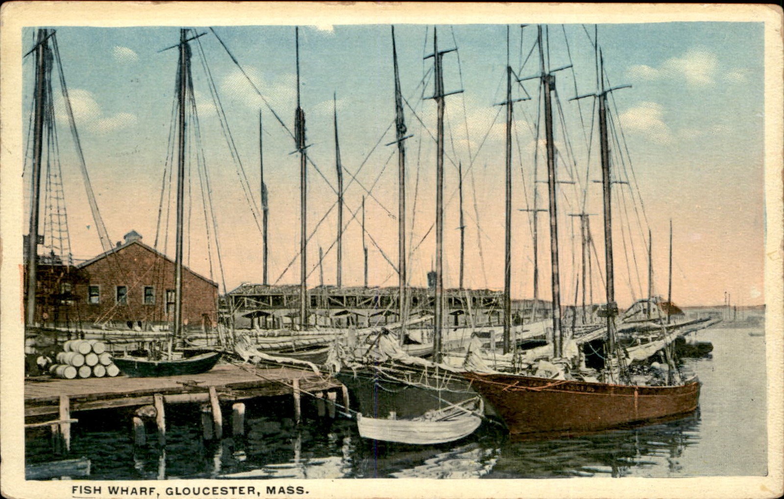 Gloucester Massachusetts MA Fish Wharf c1900s-10s Vintage Postcard