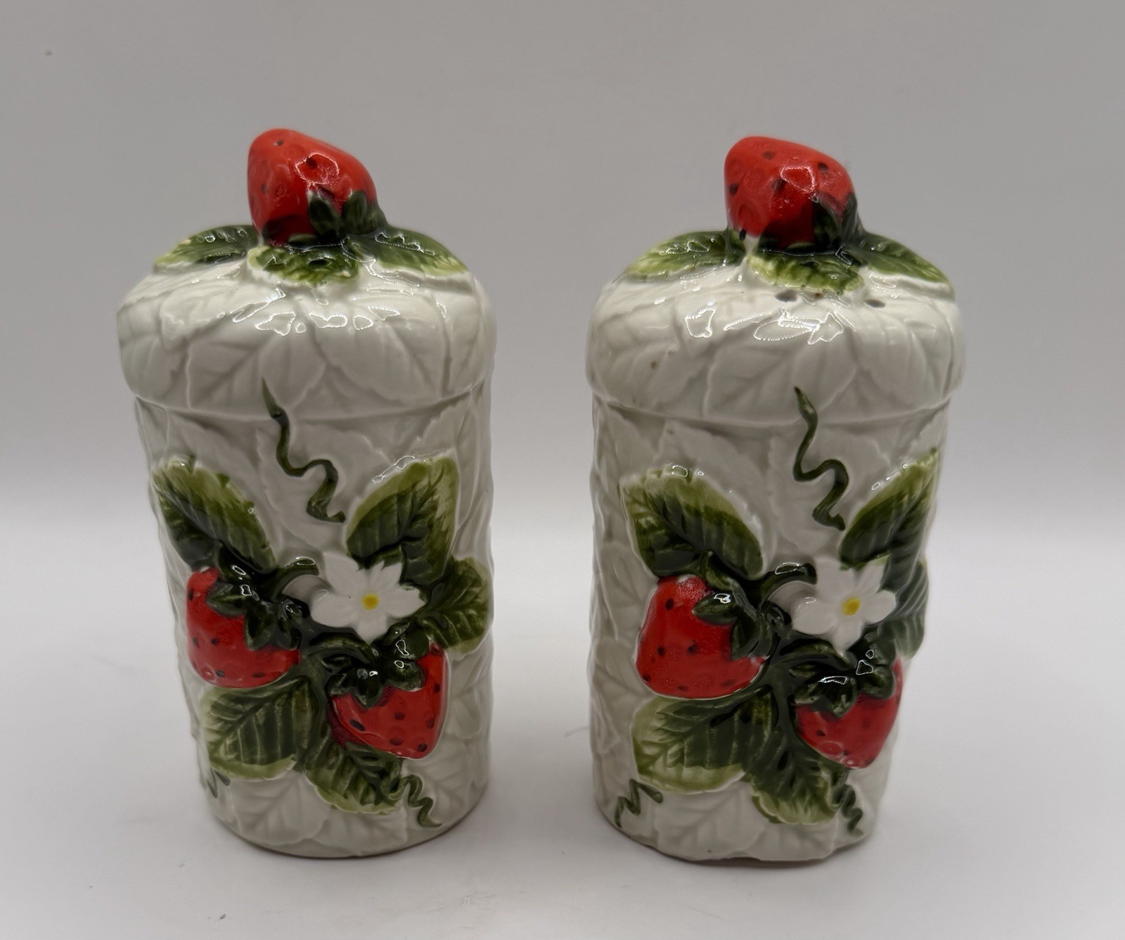 Vintage Sears & Roebuck Ceramic Strawberry Salt & Pepper Shakers