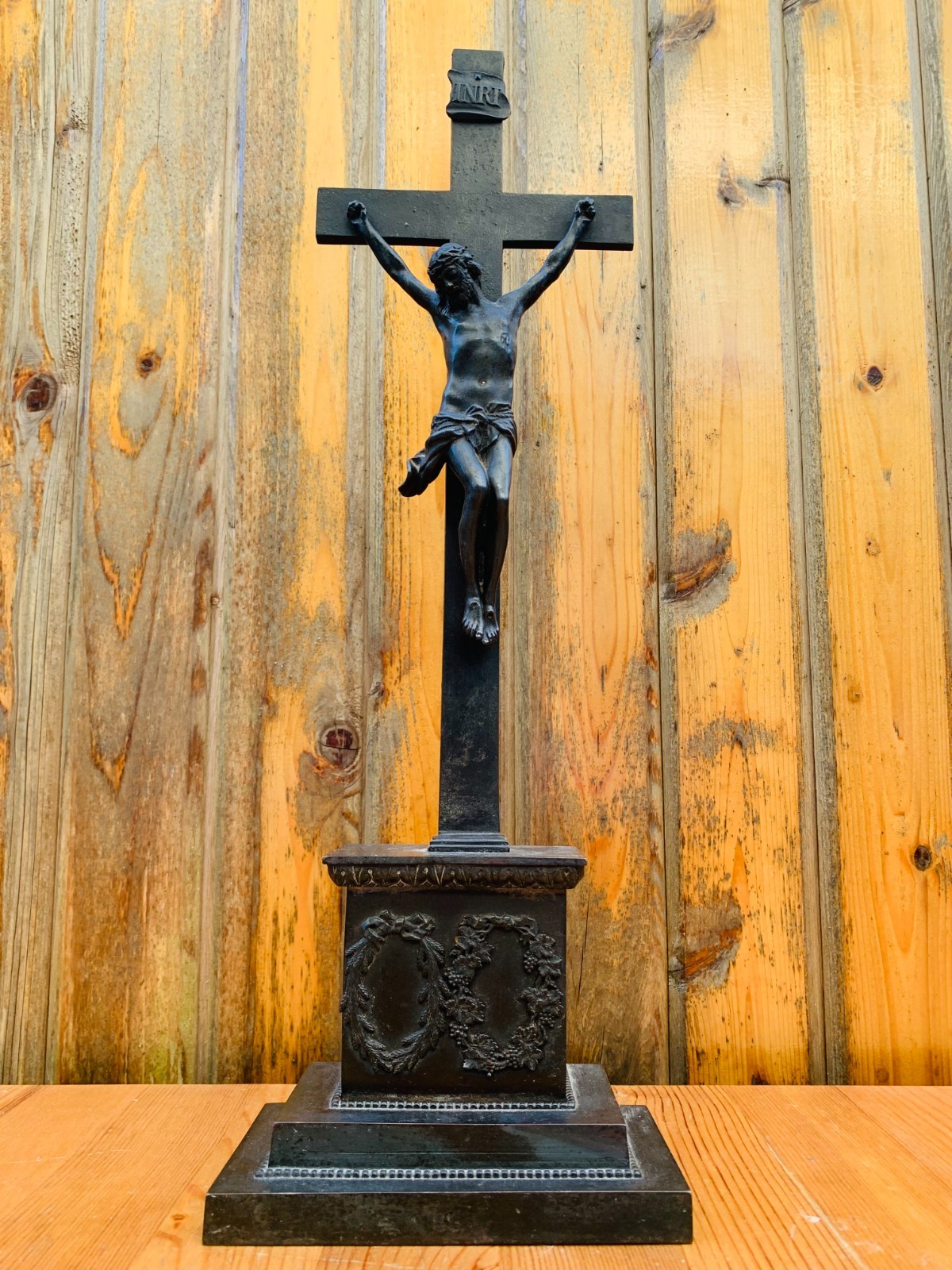 Early 1900s German Metal Crucifix Royal Iron Foundry
