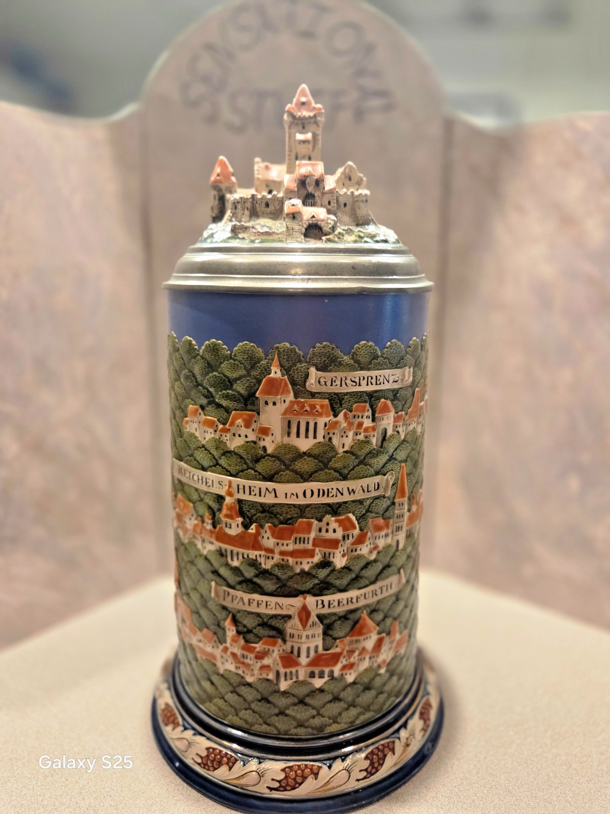 antique german lidded beer steins mettlach #2038 W/ figural lid antique german lidded beer steins mettlach #2038 W/ figural lid