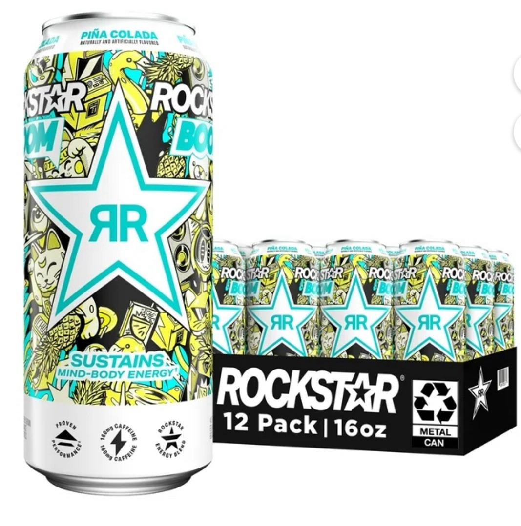 Rockstar Pina Colada 16oz Can 12Pack – Energy Drink USA Tropical Boost